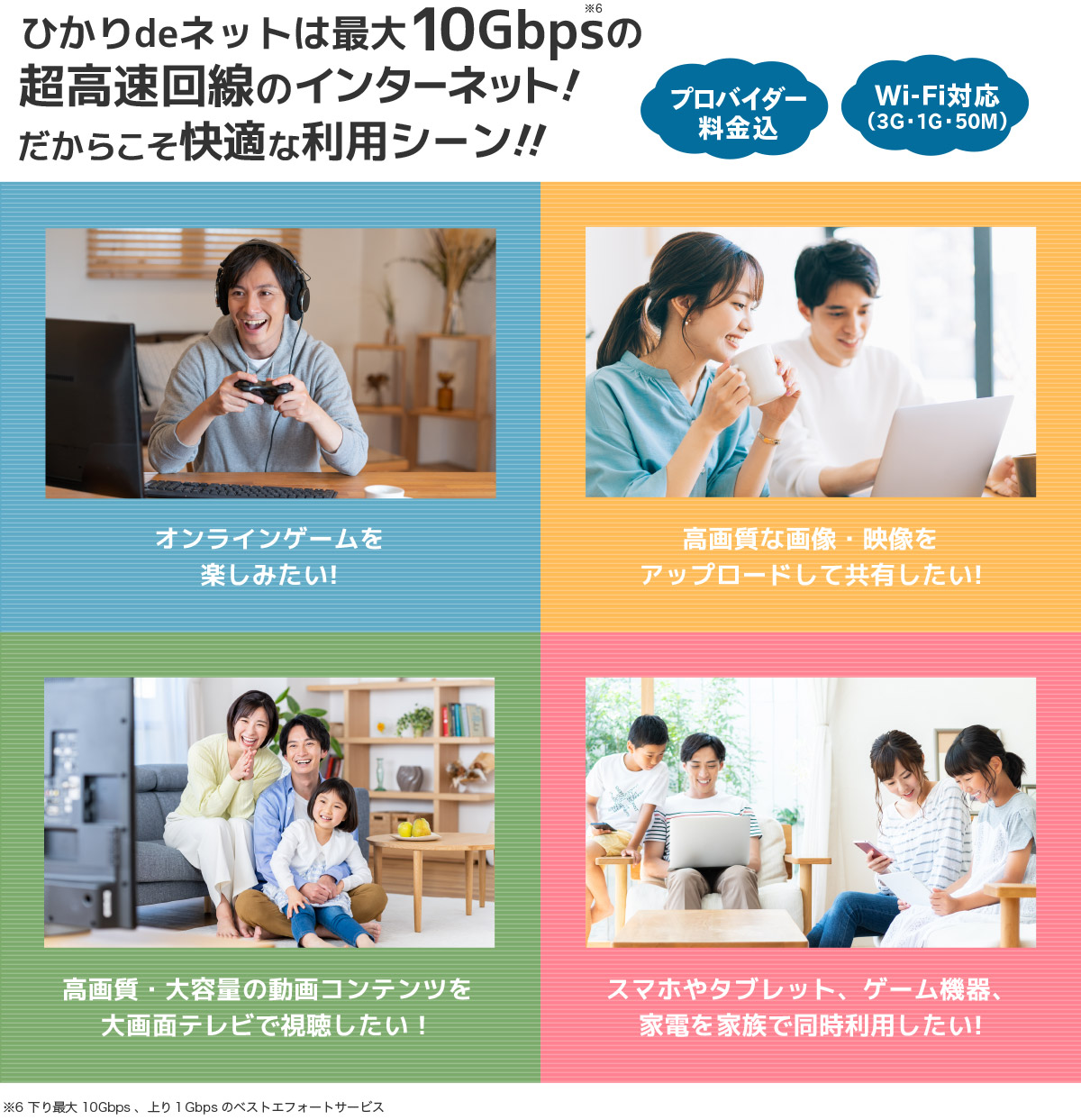 ひかりdeネットは最大10Gbpsの超高速回線のインターネット!だからこそ快適な利用シーン!!